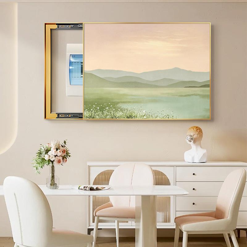 【折扣价】奶油原木风电表箱装饰画风景配电箱遮挡挂画弱电箱盖板