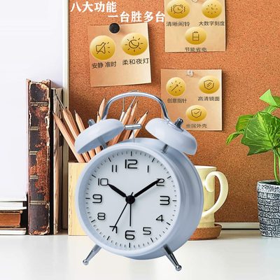 起中国红闹钟闹钟夜光金属神器简约时尚大声学生床网红响闹醒铃音