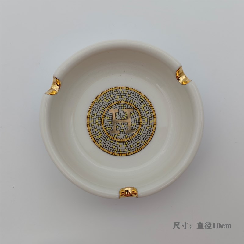 欧式陶瓷描金小号烟灰缸创意家用办公室酒店会所KTV网咖小号烟缸