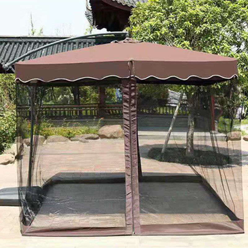蚊帐伞庭院阳台岗亭别墅香蕉伞带网纱户外方四侧边吊伞防大雨