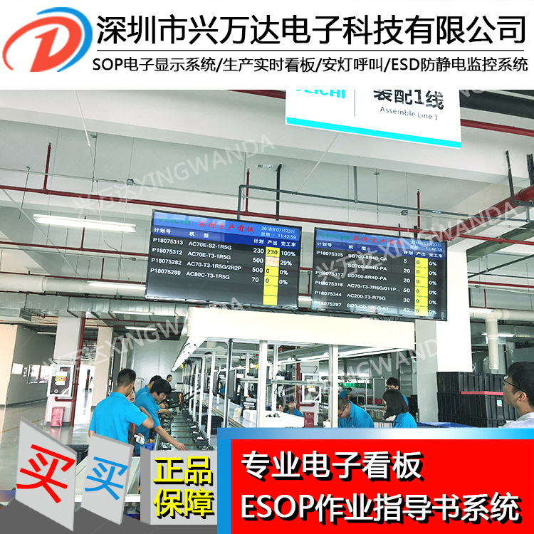 兴万达液晶看板工厂车间流水生产线电子看板 生产进度统计