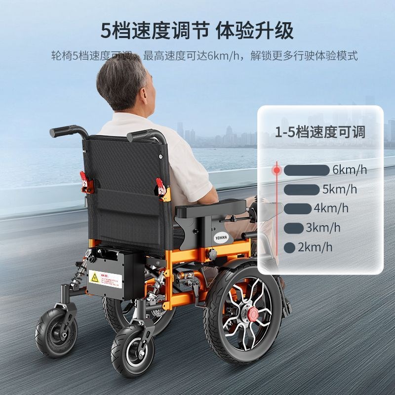 优哈电动轮椅智能全自动老人老年残疾瘫痪专用代步车轻便折叠小型