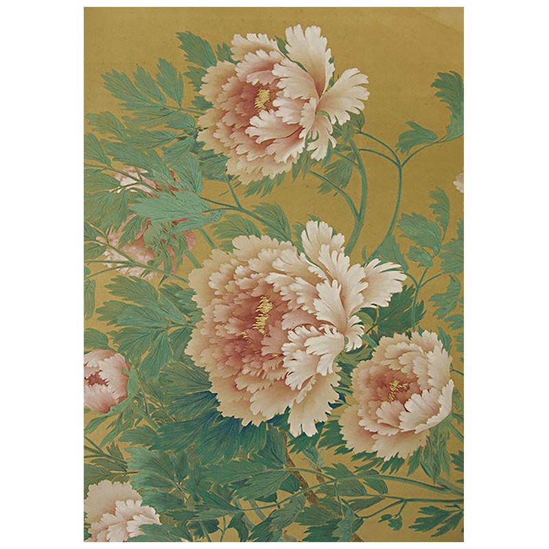 宋代美学纯手绘油画牡丹花开富贵客餐厅装饰画中式复古风玄关挂画图片
