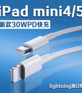 适用苹果iPad mini5数据线30W瓦PD快充ipadmini4充电线iPad Mini4平板数据线iPad mini5充电线3A加长2米线