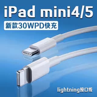 适用苹果iPad mini5数据线30W瓦PD快充ipadmini4充电线iPad Mini4平板数据线iPad mini5充电线3A加长2米线