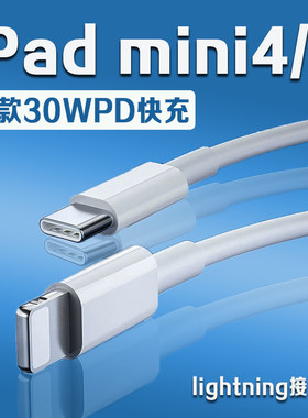 适用苹果iPad mini5数据线30W瓦PD快充ipadmini4充电线iPad Mini4平板数据线iPad mini5充电线3A加长2米线