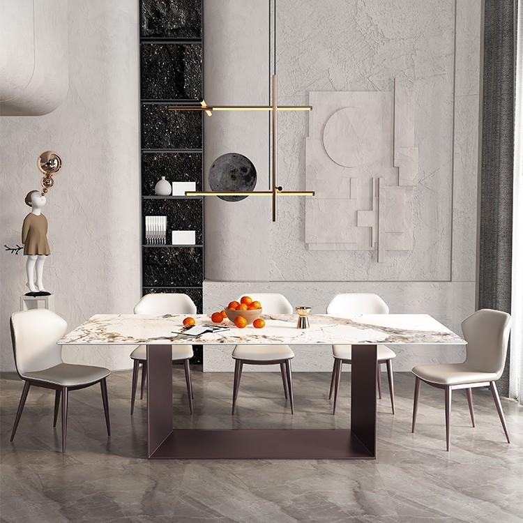 意式极简设计长方形岩板餐桌简约吃饭桌子家用餐台现代轻奢M211#
