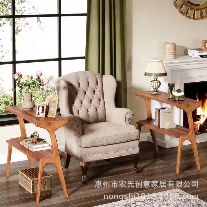 胡桃木豪华边桌沙发沙发床桌面客厅卧室桌时尚复古边几实木