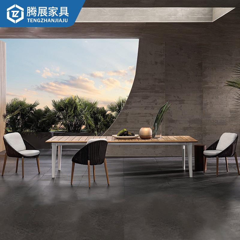 高档户外桌椅庭院别墅家具2.6m柚木长桌室外露天花园多人聚会餐桌