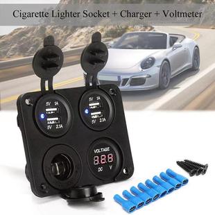 电压表 4孔面板组合双USB3.1A 点烟器四合一组合 24V车载改装