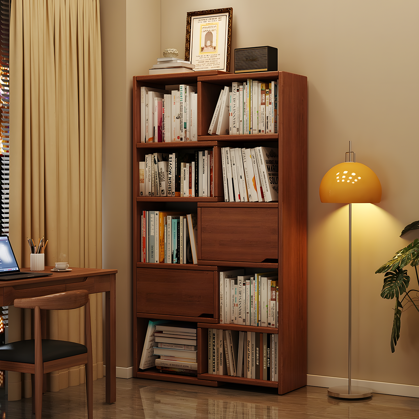 欧迪颂书架落地可伸缩书柜一体架