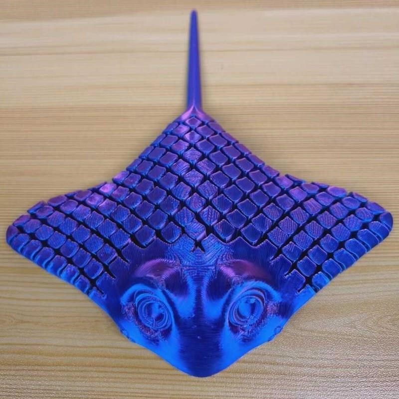 3d打印可动玩具鳐鱼模型Z儿童可爱Q版海洋动物蝠鲼魔鬼鱼解压神器