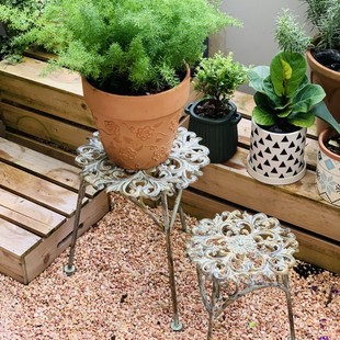 实心铸铁落地花架户外庭院阳台绿萝盆景架花园布置地面造景装 饰