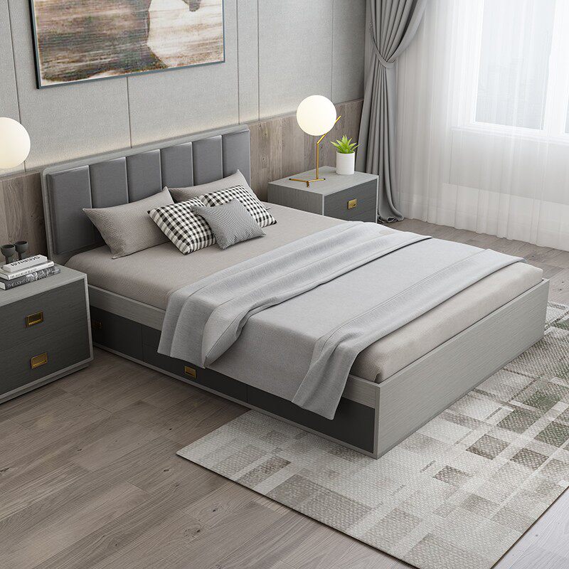 定制小户型气动储物床省空间高5带抽屉榻榻米简约1单1.箱mm双人床