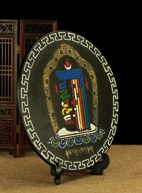 十相自在摆件 堂雕净化空气碳盘雕花装饰佛圆摆件