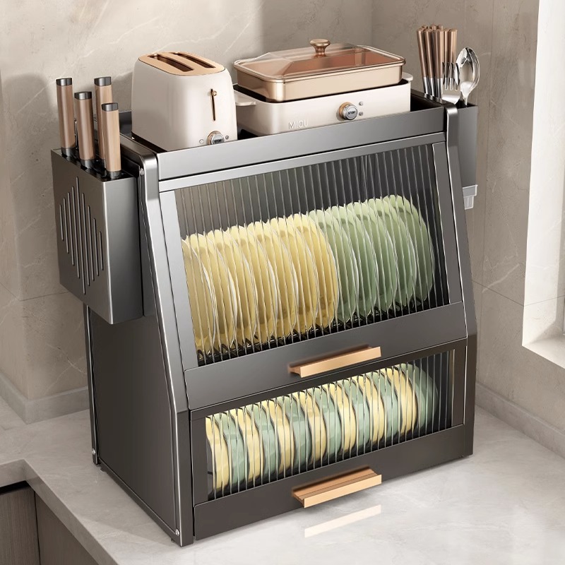 厨房带盖碗架沥水架家用台面碗碟收纳架放碗盘防尘碗柜餐具