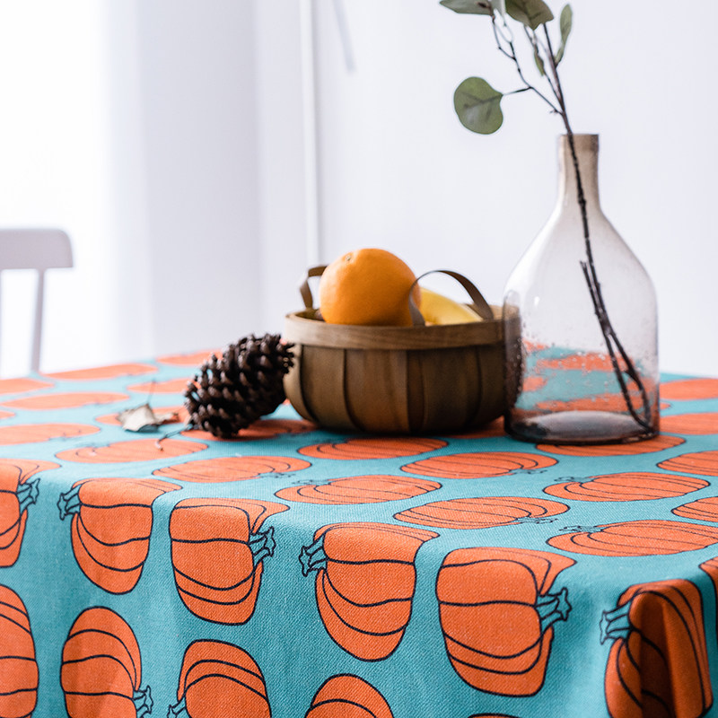 桌布可爱南瓜棉麻文艺防水防烫餐桌茶几垫盖布家用长圆桌台布,居家布艺,桌布,淘宝优惠券,粉丝福利购,淘宝优惠卷