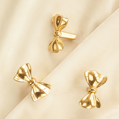 ZP设计高端蝴铜亮金柜门单孔法式家具抽屉小蝶结黄拉手