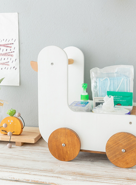 阿楹 可爱玄关钥匙鸭子收纳摆件ns入户床头柜木女童房间装饰布置