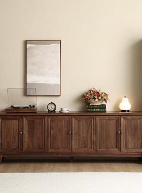 北美黑胡桃木厅柜美式实木电视柜原木现代简约收纳储物柜中古客厅