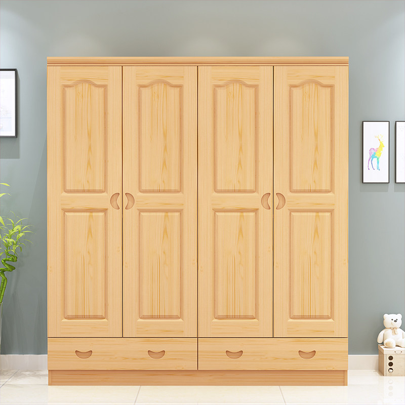 橱柜实木卧室松木衣衣组装物质四门租房大衣柜儿童两门三门储木柜
