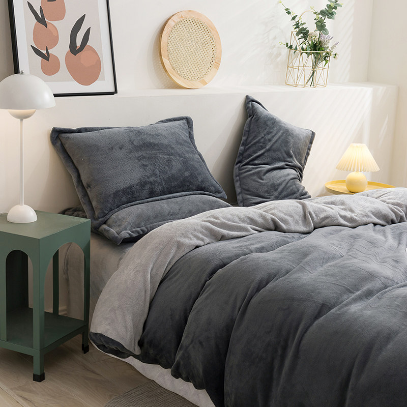 冬季纯色法莱绒保暖加厚宿舍法兰绒加绒