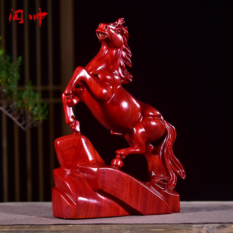 红木雕马摆件实木雕刻桌面动物红木马摆设家居开业礼品