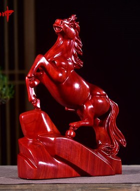 红木雕马摆件实木雕刻桌面动物红木马摆设家居开业礼品