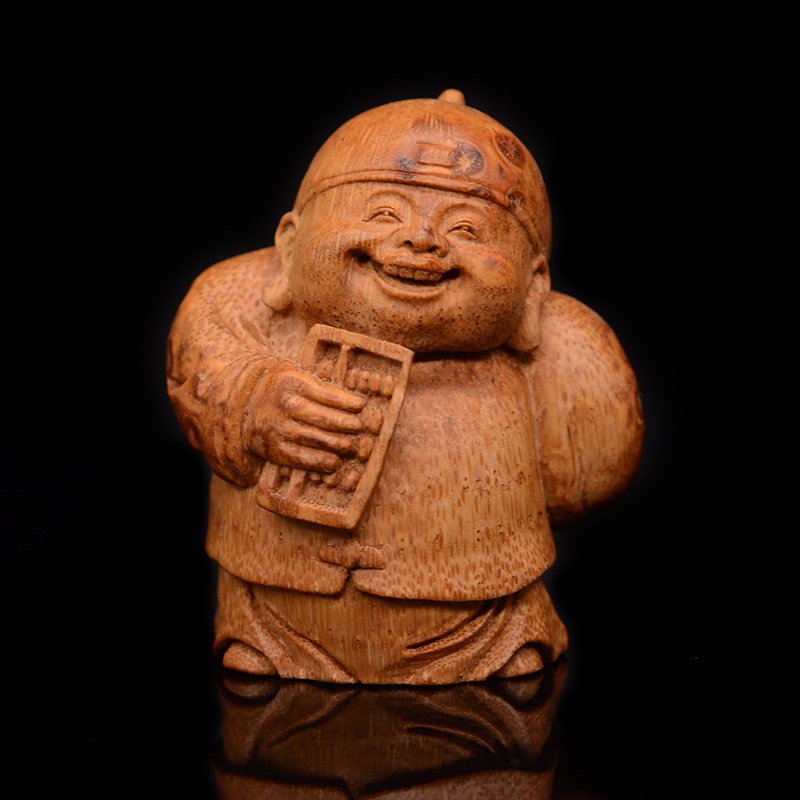 天然老竹根地主 竹根雕人物摆件 纯手工雕刻 文玩手把件 礼品