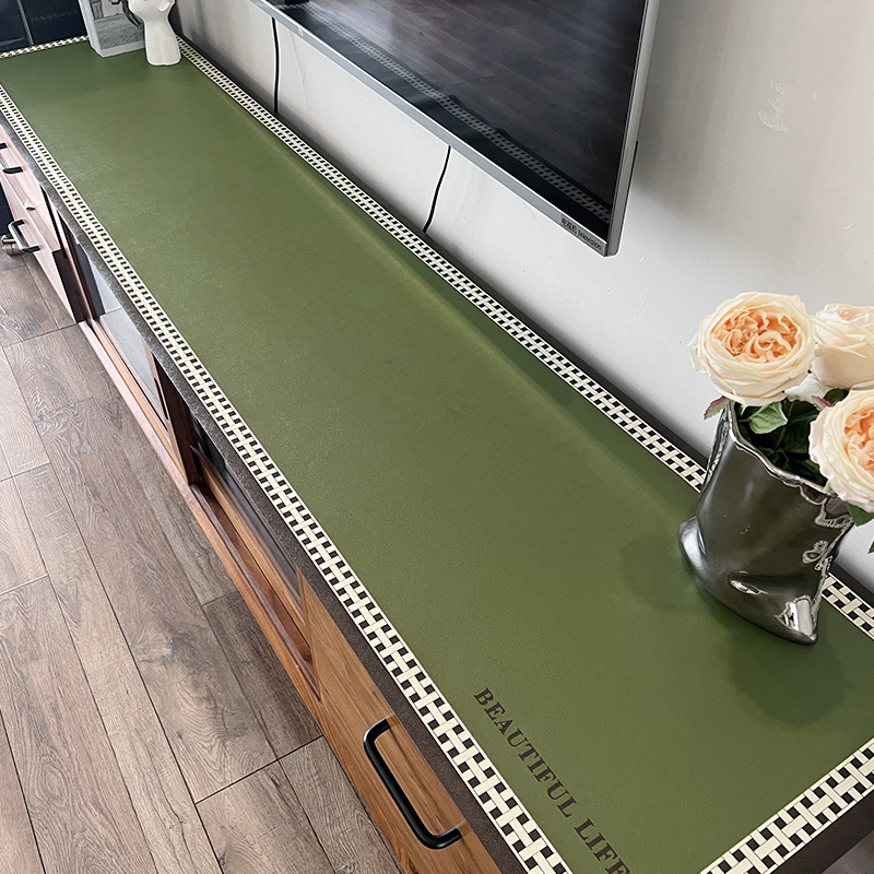 【皮革电视柜垫】桌布防水防油免洗轻奢隔热茶几垫长方形餐桌垫