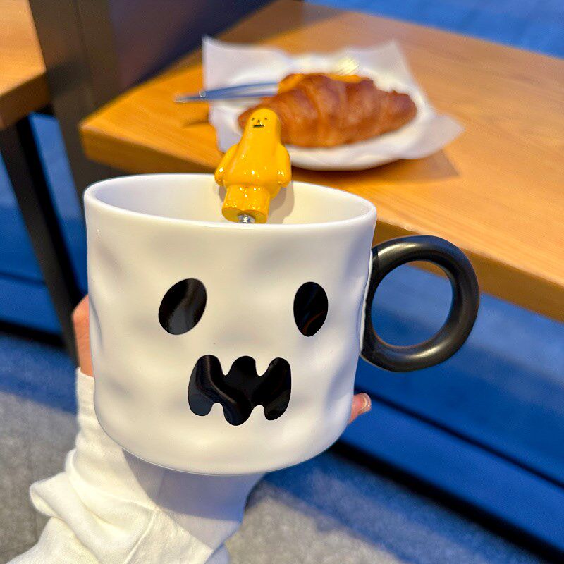 简约搞怪高灵带手柄节克万圣马陶瓷杯大容量早餐咖啡杯耐幽温
