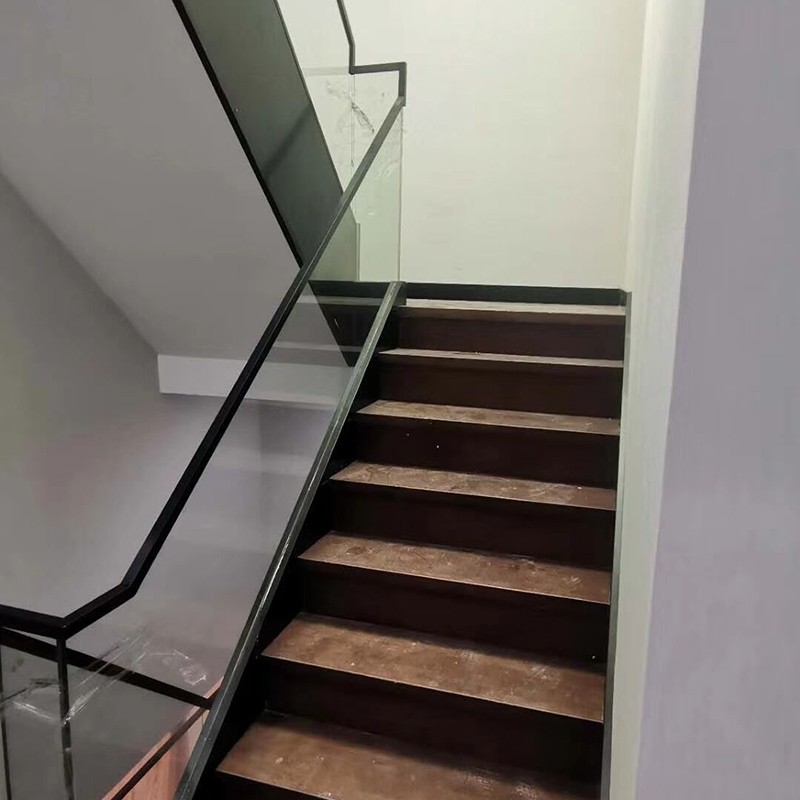 玻璃楼梯扶手护栏钢化玻璃不锈钢楼梯立柱扶手室内楼梯大理石卡槽