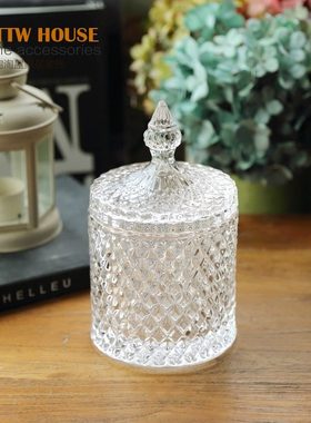 带盖糖罐欧式玻璃带盖厨房透明糖果罐大号创意摆件糖缸储物罐果盘