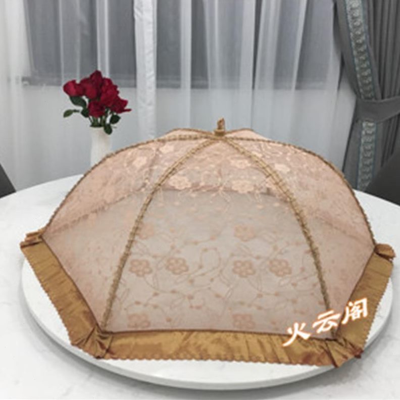 拆洗食可折叠大号 高档苍蝇盖防物圆形餐桌罩 饭菜欧式伞菜罩子罩