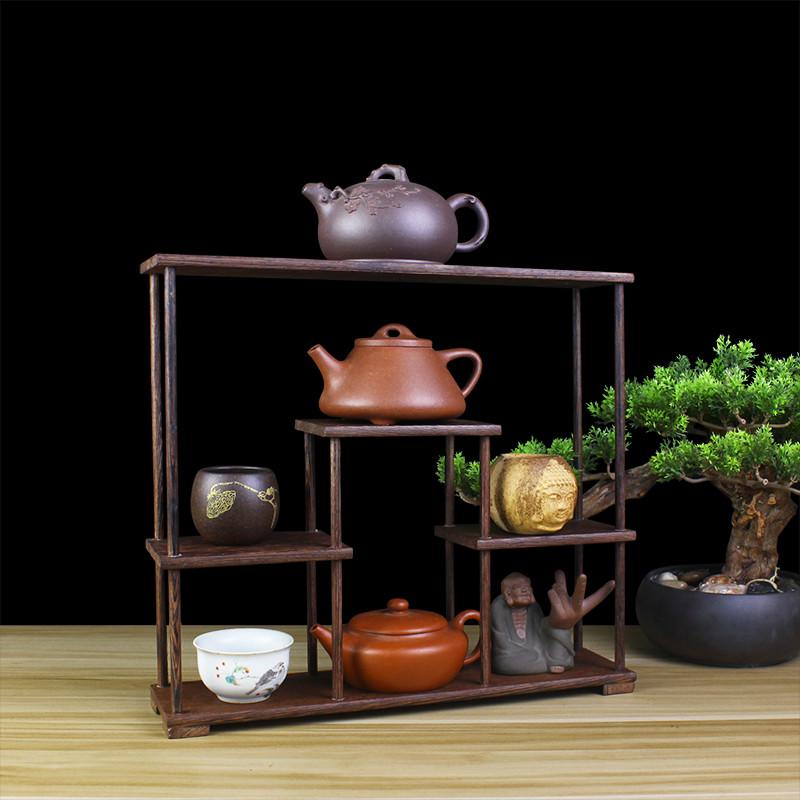 海门市多宝格新中式博古架多功能展示架鸡翅木实木茶具架 明式坚
