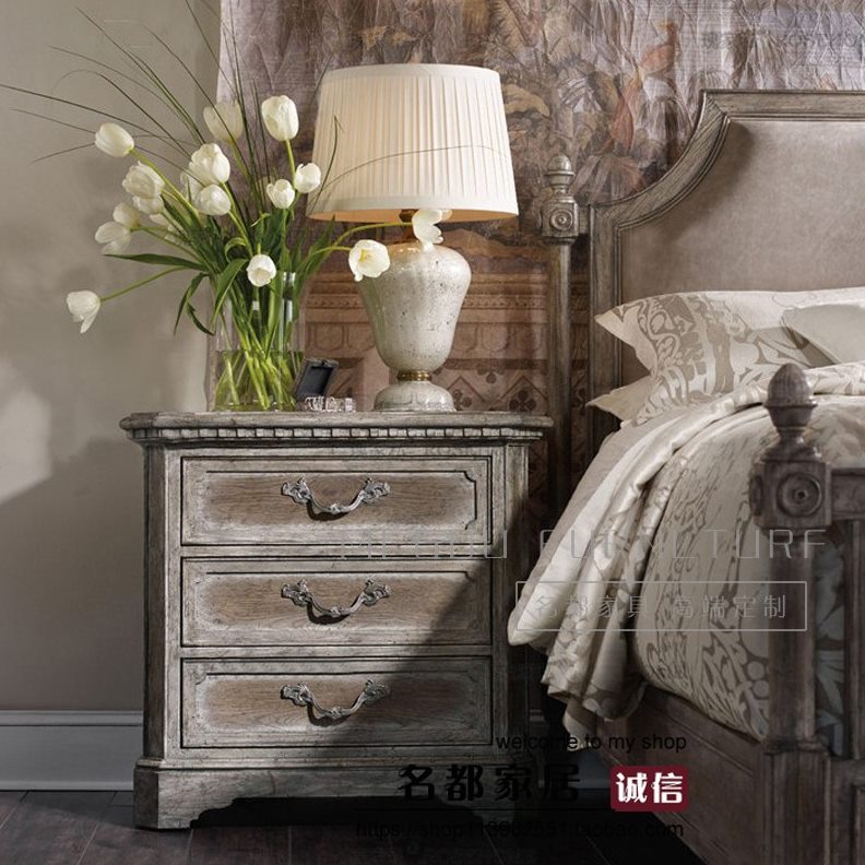 软包床新古典实木高端定制双人床乡村法式复古实木雕花美式婚床