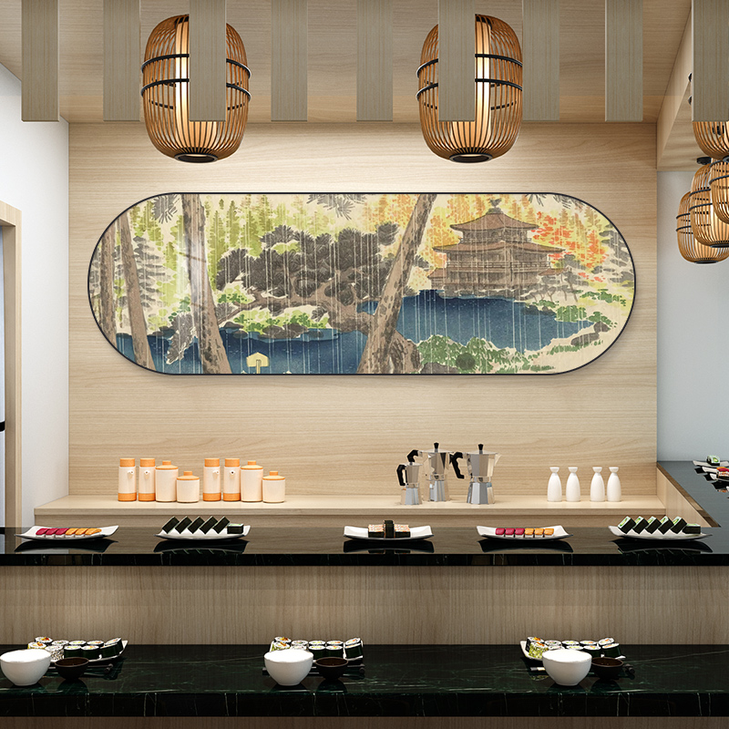 日料店装饰神奈川冲浪里挂画日式寿司餐馆浮世绘背景墙居酒屋壁画图片