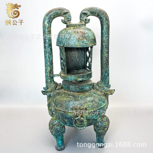 双臂灯仿古青铜器工艺品复古创意灯具摄影影视道具教学教具展品