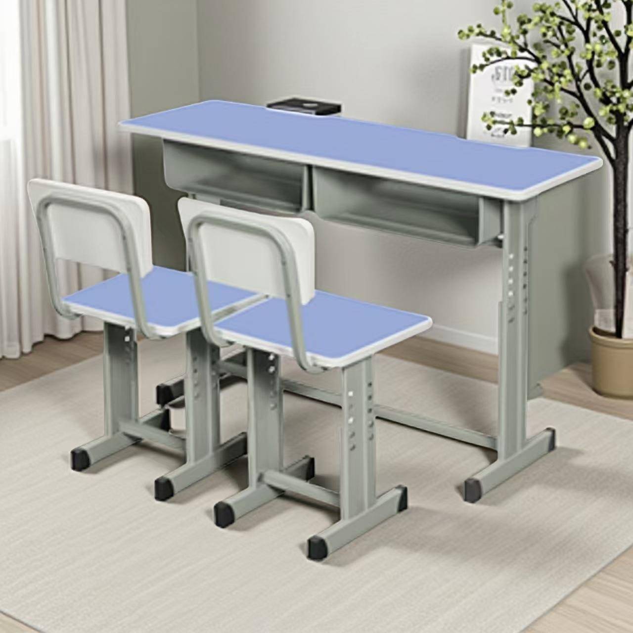 直发可升降双人课桌椅中小学生学校补习班家用简易可调课桌椅