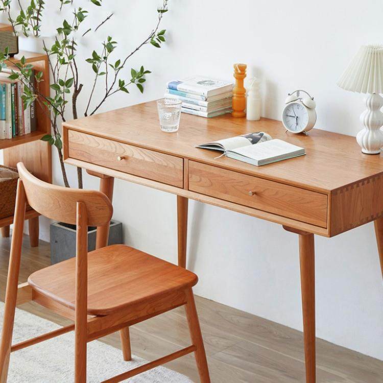 北欧家用实木书桌儿童卧室带抽屉写字桌小户型书房日式原木工作台