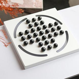 艺术样板间软装 饰品现代简约金属五子棋跳棋棋盘创意摆件桌面客厅