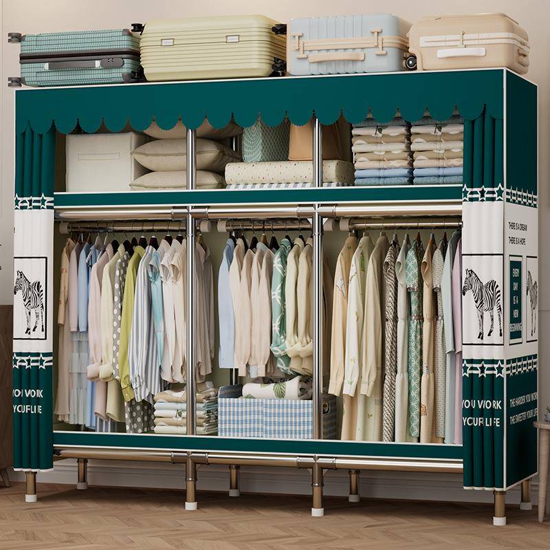 简易衣柜卧室家用合金接头钢管衣柜出租房用结实耐用收纳衣橱K23