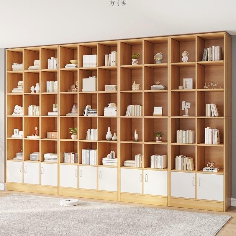 置物架带柜门落地多层书架书本收纳架客厅靠墙储物柜家用格子书柜