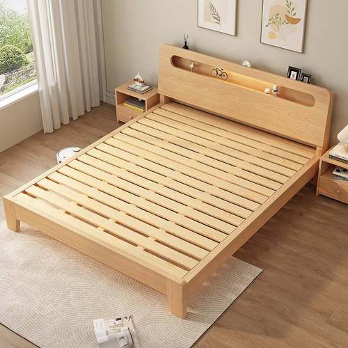 实木床1.8米双人床简约现代1.5用出租房用经济型1.2米单人床架厂