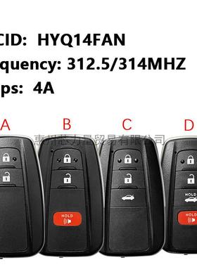 适用于丰田卡罗拉2/3/4键智能钥匙312.5/314MHZ4AChip.HYQ14FAN