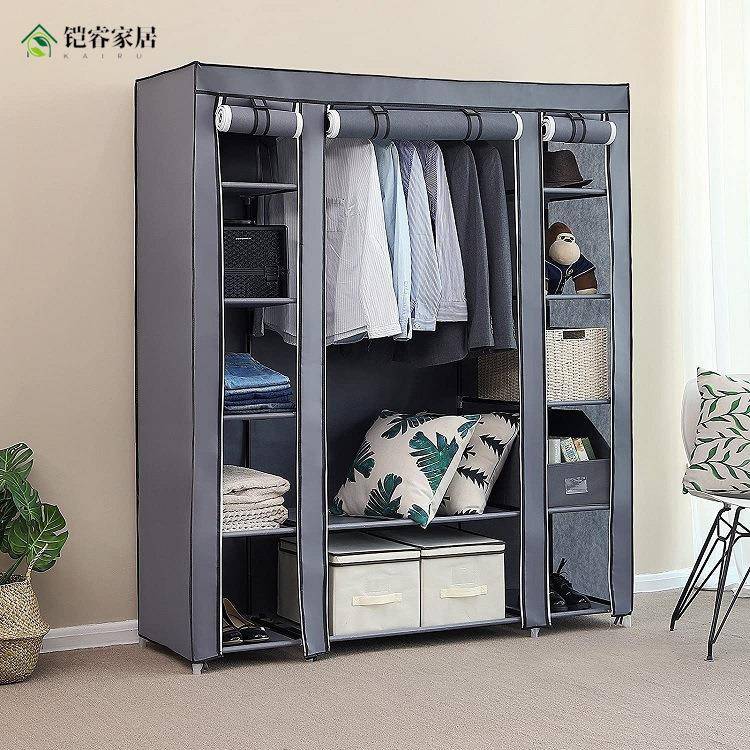 外贸衣柜布衣柜现代简约钢管加粗加固收纳布艺出租房子家用挂衣橱