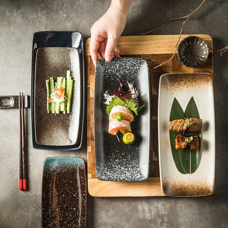 .Japanese ceramic plates sushi dish tableware tray cutlery