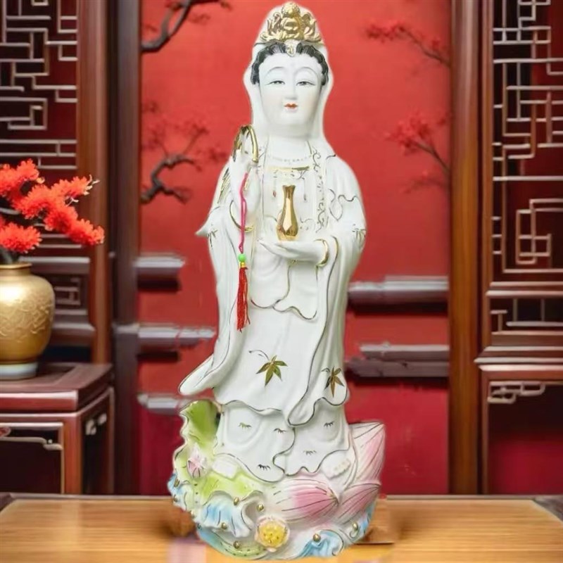 站观音南海观音菩萨佛像白玉观音菩萨神像观世音菩萨供奉家用家居