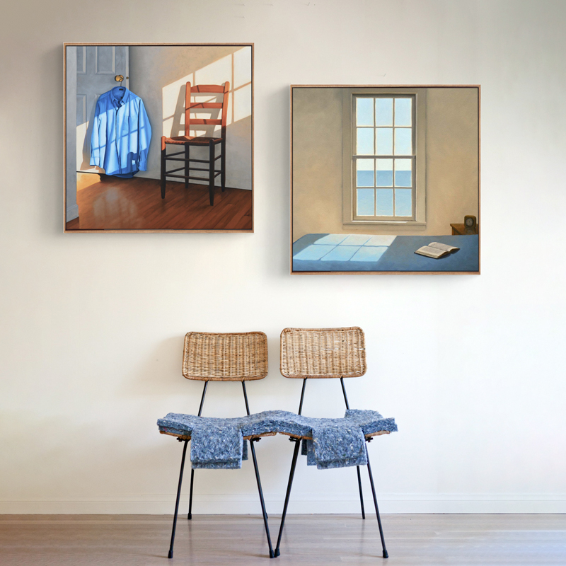 北欧卧室装饰画窗户风景房间墙面正方形挂画餐厅玄关民宿壁画客厅图片