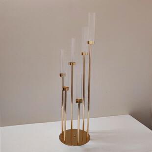 婚庆道具铁艺电镀金色步步高烛台路引舞台迎宾区橱窗装饰摆件